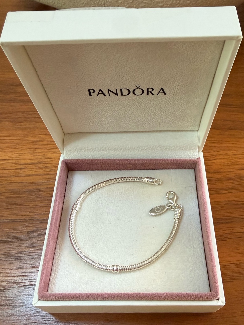 PANDORA 7” Sterling Silver Snake Chain Bracelet with Lobster Clasp RETIRED